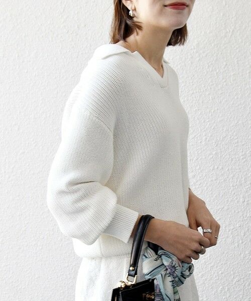 SHIPS / シップス ニット・セーター | 《予約》SHIPS any:〈手洗い可能〉 片畦編み ポロカラー スキッパー ニット プルオーバー | 詳細5