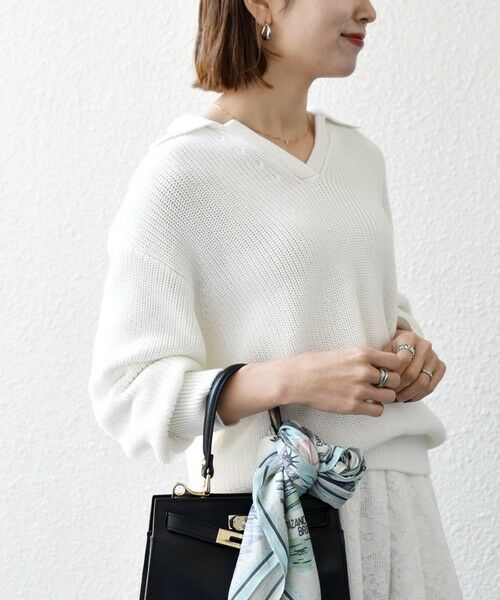 SHIPS / シップス ニット・セーター | 《予約》SHIPS any:〈手洗い可能〉 片畦編み ポロカラー スキッパー ニット プルオーバー | 詳細6