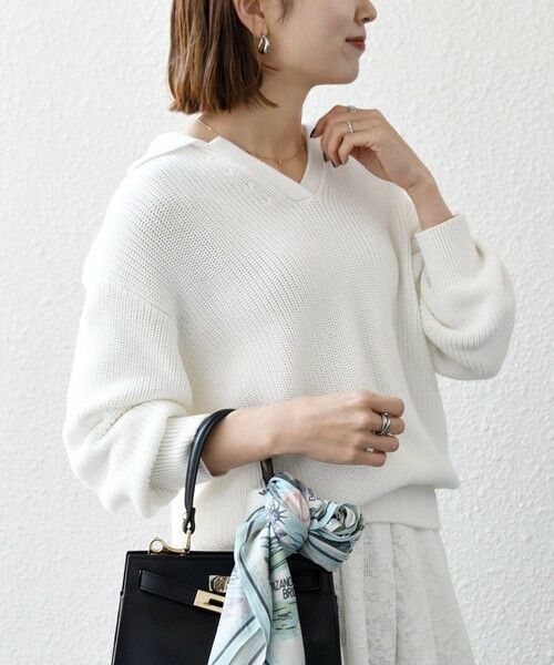 SHIPS / シップス ニット・セーター | 《予約》SHIPS any:〈手洗い可能〉 片畦編み ポロカラー スキッパー ニット プルオーバー | 詳細7