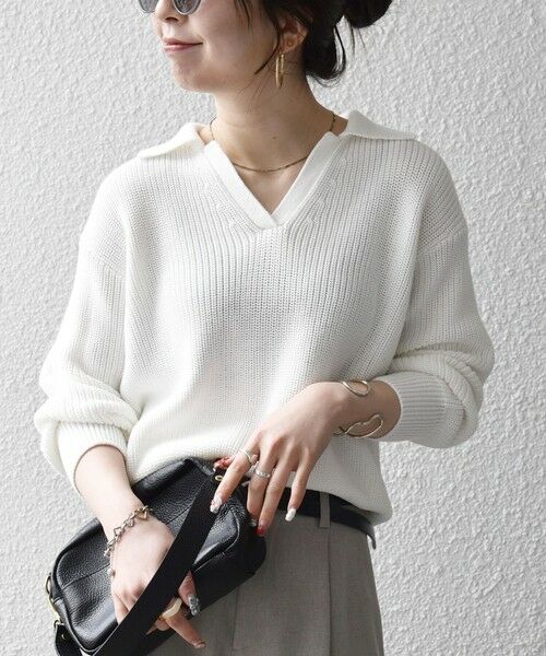 SHIPS / シップス ニット・セーター | SHIPS any:〈手洗い可能〉コットン ミックス スキッパー ポロ ニット プルオーバー | 詳細9