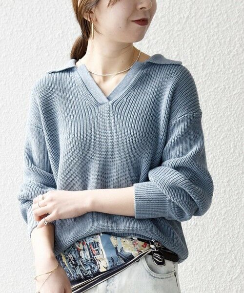 SHIPS / シップス ニット・セーター | SHIPS any:〈手洗い可能〉コットン ミックス スキッパー ポロ ニット プルオーバー | 詳細23