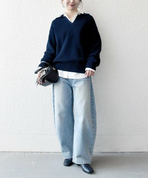 SHIPS / シップス ニット・セーター | 《予約》SHIPS any:〈手洗い可能〉 片畦編み ポロカラー スキッパー ニット プルオーバー | 詳細25