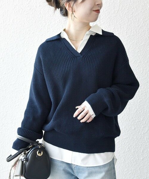 SHIPS / シップス ニット・セーター | 《予約》SHIPS any:〈手洗い可能〉 片畦編み ポロカラー スキッパー ニット プルオーバー | 詳細27