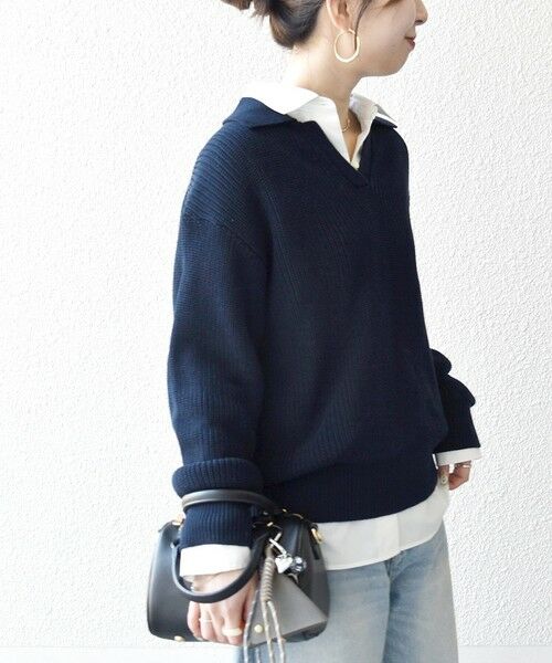 SHIPS / シップス ニット・セーター | 《予約》SHIPS any:〈手洗い可能〉 片畦編み ポロカラー スキッパー ニット プルオーバー | 詳細29