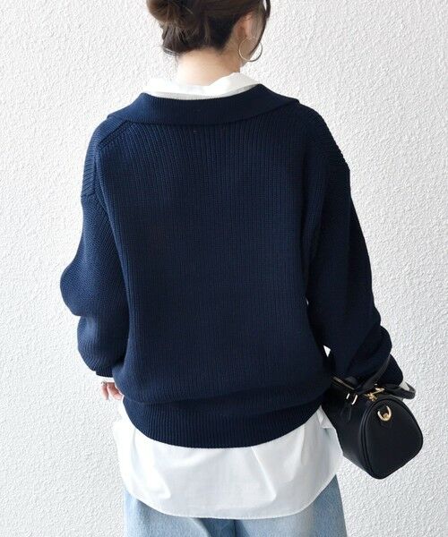 SHIPS / シップス ニット・セーター | 《予約》SHIPS any:〈手洗い可能〉 片畦編み ポロカラー スキッパー ニット プルオーバー | 詳細30