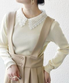 SHIPS / シップス ニット・セーター | 《予約》SHIPS any:〈手洗い可能〉2WAY レース カラー リブ ニット プルオーバー