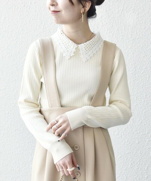 SHIPS / シップス ニット・セーター | 《予約》SHIPS any:〈手洗い可能〉2WAY レース カラー リブ ニット プルオーバー | 詳細10