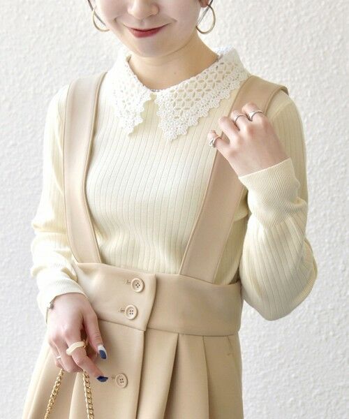 SHIPS / シップス ニット・セーター | 《予約》SHIPS any:〈手洗い可能〉2WAY レース カラー リブ ニット プルオーバー | 詳細3