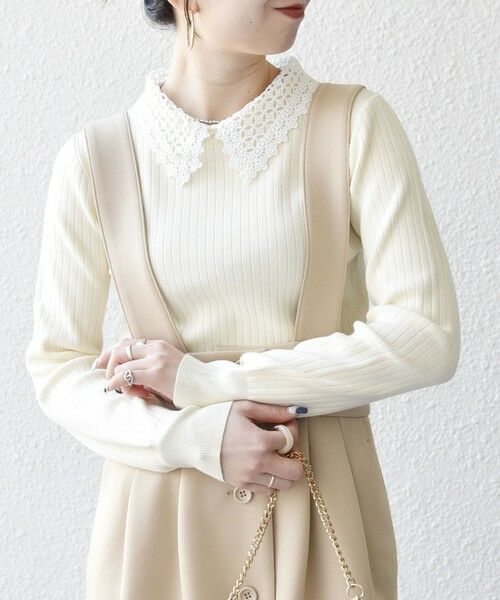 SHIPS / シップス ニット・セーター | 《予約》SHIPS any:〈手洗い可能〉2WAY レース カラー リブ ニット プルオーバー | 詳細4