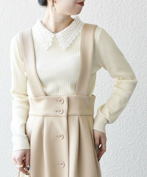 SHIPS / シップス ニット・セーター | 《予約》SHIPS any:〈手洗い可能〉2WAY レース カラー リブ ニット プルオーバー | 詳細5