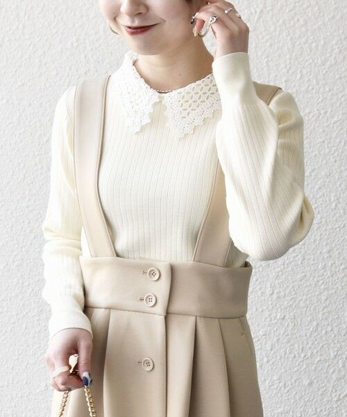 SHIPS / シップス ニット・セーター | 《予約》SHIPS any:〈手洗い可能〉2WAY レース カラー リブ ニット プルオーバー | 詳細8