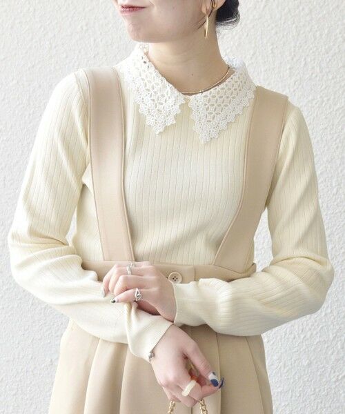 SHIPS / シップス ニット・セーター | 《予約》SHIPS any:〈手洗い可能〉2WAY レース カラー リブ ニット プルオーバー | 詳細9