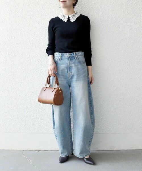 SHIPS / シップス ニット・セーター | 《予約》SHIPS any:〈手洗い可能〉2WAY レース カラー リブ ニット プルオーバー | 詳細21