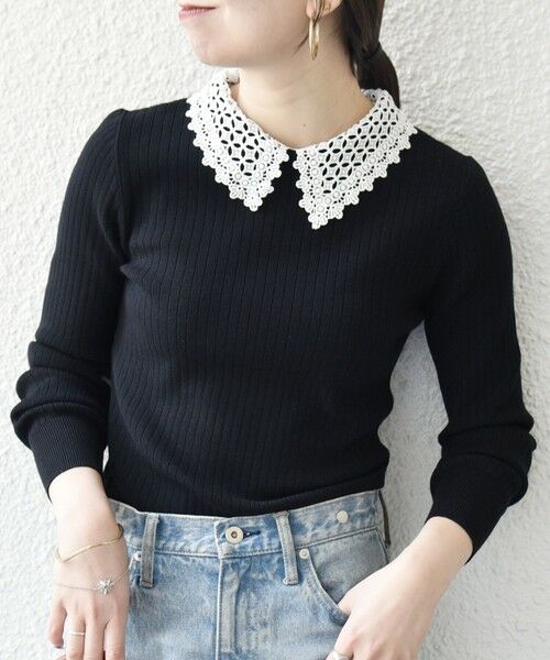 SHIPS / シップス ニット・セーター | 《予約》SHIPS any:〈手洗い可能〉2WAY レース カラー リブ ニット プルオーバー | 詳細23