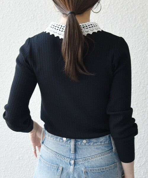 SHIPS / シップス ニット・セーター | 《予約》SHIPS any:〈手洗い可能〉2WAY レース カラー リブ ニット プルオーバー | 詳細26