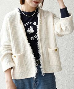 SHIPS / シップス カーディガン・ボレロ | 《予約》SHIPS any:〈手洗い可能〉フリンジ Vネック カーディガン ジャケット