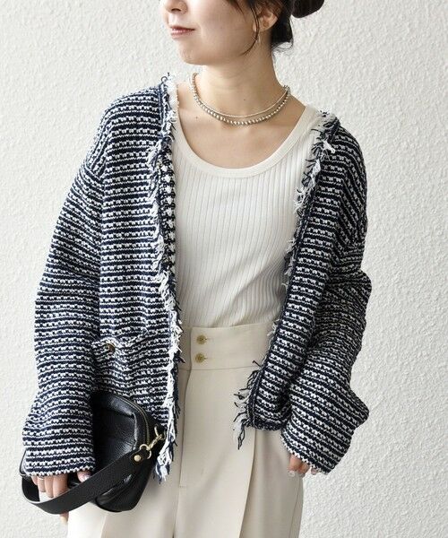 SHIPS / シップス カーディガン・ボレロ | 《予約》SHIPS any:〈手洗い可能〉フリンジ Vネック カーディガン ジャケット | 詳細14