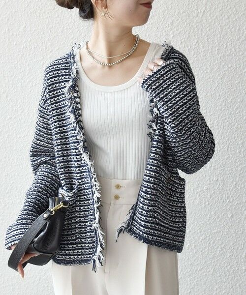 SHIPS / シップス カーディガン・ボレロ | 《予約》SHIPS any:〈手洗い可能〉フリンジ Vネック カーディガン ジャケット | 詳細15