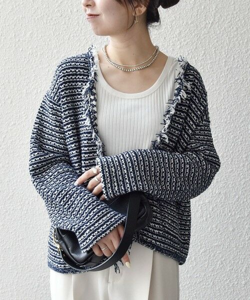 SHIPS / シップス カーディガン・ボレロ | 《予約》SHIPS any:〈手洗い可能〉フリンジ Vネック カーディガン ジャケット | 詳細20