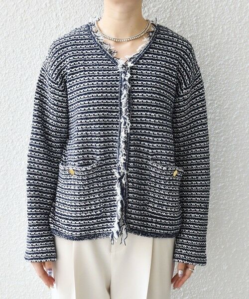 SHIPS / シップス カーディガン・ボレロ | 《予約》SHIPS any:〈手洗い可能〉フリンジ Vネック カーディガン ジャケット | 詳細27