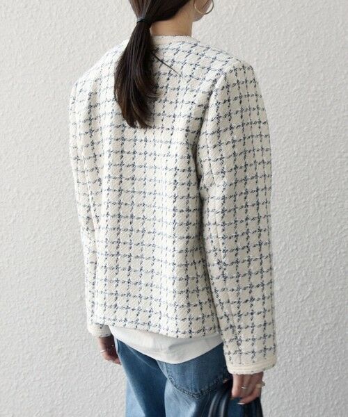 SHIPS / シップス ノーカラージャケット | 《予約》SHIPS any: ツイード  パイピング ノーカラー ジャケット | 詳細6