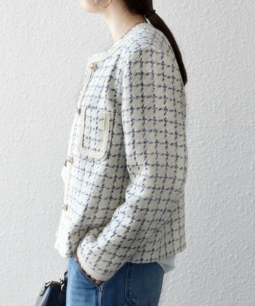 SHIPS / シップス ノーカラージャケット | 《予約》SHIPS any: ツイード  パイピング ノーカラー ジャケット | 詳細8