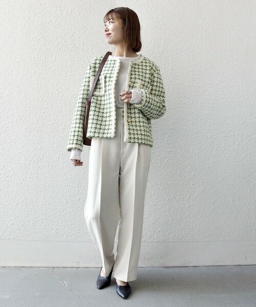 SHIPS / シップス ノーカラージャケット | 《予約》SHIPS any: ツイード  パイピング ノーカラー ジャケット | 詳細12