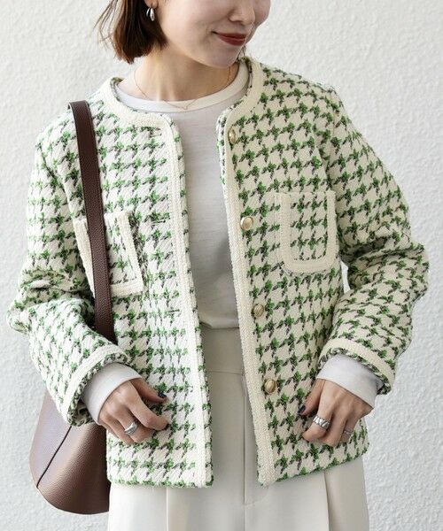 SHIPS / シップス ノーカラージャケット | 《予約》SHIPS any: ツイード  パイピング ノーカラー ジャケット | 詳細14