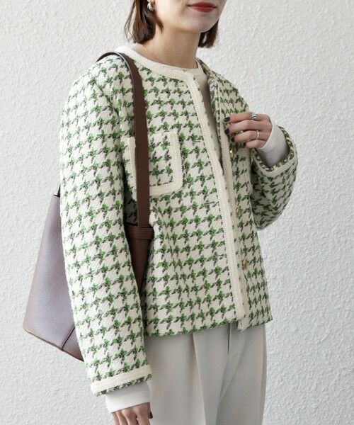 SHIPS / シップス ノーカラージャケット | 《予約》SHIPS any: ツイード  パイピング ノーカラー ジャケット | 詳細15