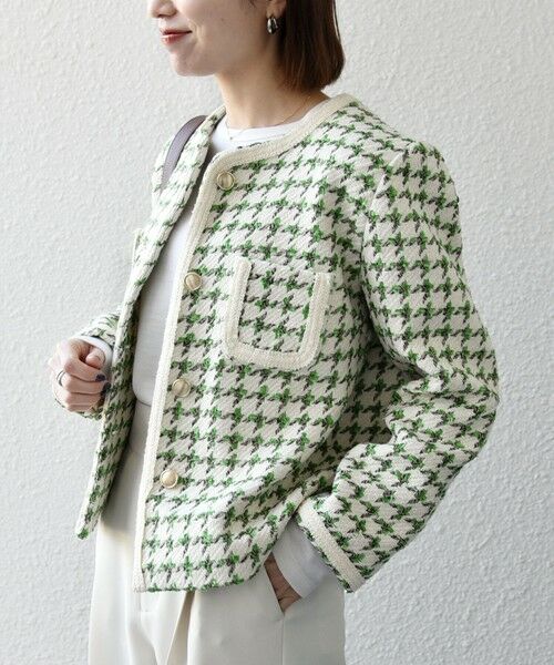 SHIPS / シップス ノーカラージャケット | 《予約》SHIPS any: ツイード  パイピング ノーカラー ジャケット | 詳細18