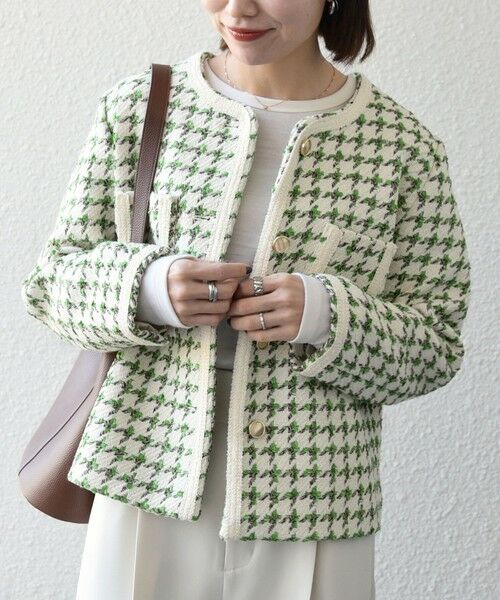 SHIPS / シップス ノーカラージャケット | 《予約》SHIPS any: ツイード  パイピング ノーカラー ジャケット | 詳細19