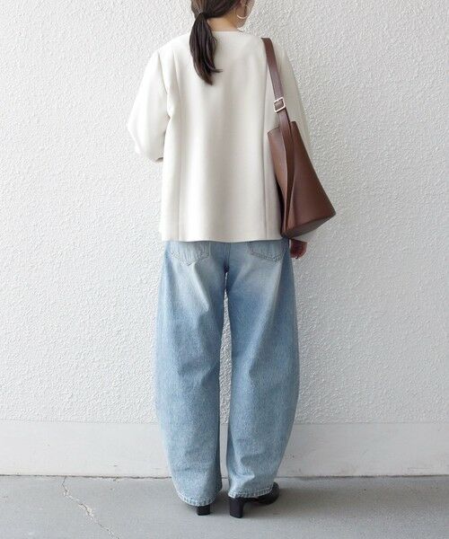 SHIPS / シップス ノーカラージャケット | 《予約》SHIPS any:〈手洗い可能〉ダブルクロス レース 切替 ノーカラー ジャケット［NAVY BLUE］ | 詳細2