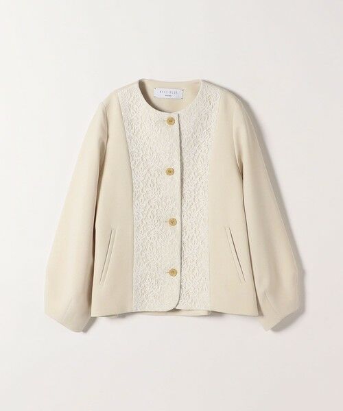 SHIPS / シップス ノーカラージャケット | 《予約》SHIPS any:〈手洗い可能〉ダブルクロス レース 切替 ノーカラー ジャケット［NAVY BLUE］ | 詳細8