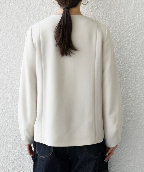 SHIPS / シップス ノーカラージャケット | 《予約》SHIPS any:〈手洗い可能〉ダブルクロス レース 切替 ノーカラー ジャケット［NAVY BLUE］ | 詳細12