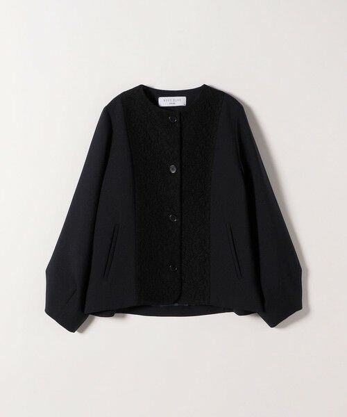 SHIPS / シップス ノーカラージャケット | 《予約》SHIPS any:〈手洗い可能〉ダブルクロス レース 切替 ノーカラー ジャケット［NAVY BLUE］ | 詳細24