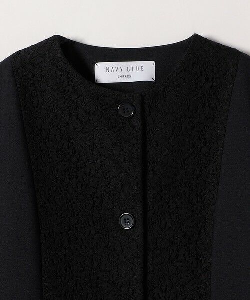 SHIPS / シップス ノーカラージャケット | 《予約》SHIPS any:〈手洗い可能〉ダブルクロス レース 切替 ノーカラー ジャケット［NAVY BLUE］ | 詳細25