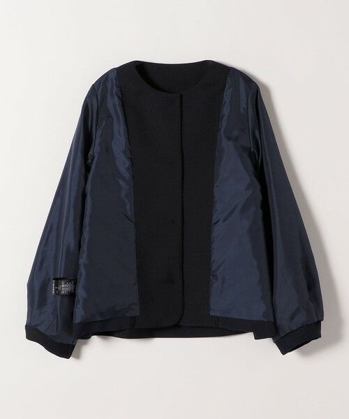 SHIPS / シップス ノーカラージャケット | 《予約》SHIPS any:〈手洗い可能〉ダブルクロス レース 切替 ノーカラー ジャケット［NAVY BLUE］ | 詳細29