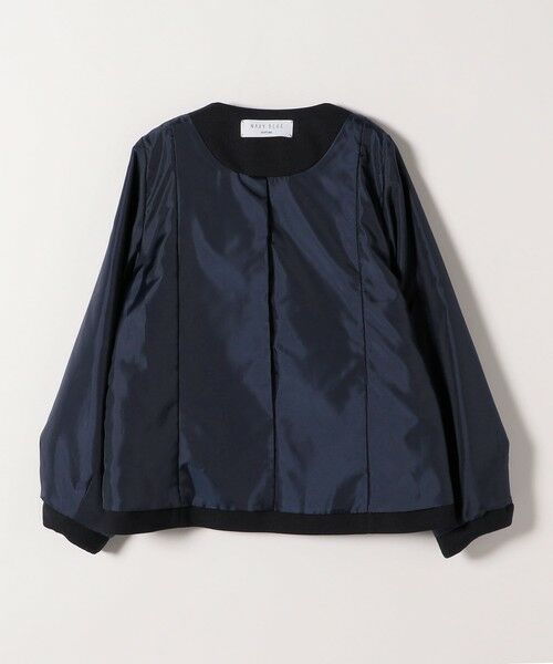 SHIPS / シップス ノーカラージャケット | 《予約》SHIPS any:〈手洗い可能〉ダブルクロス レース 切替 ノーカラー ジャケット［NAVY BLUE］ | 詳細30