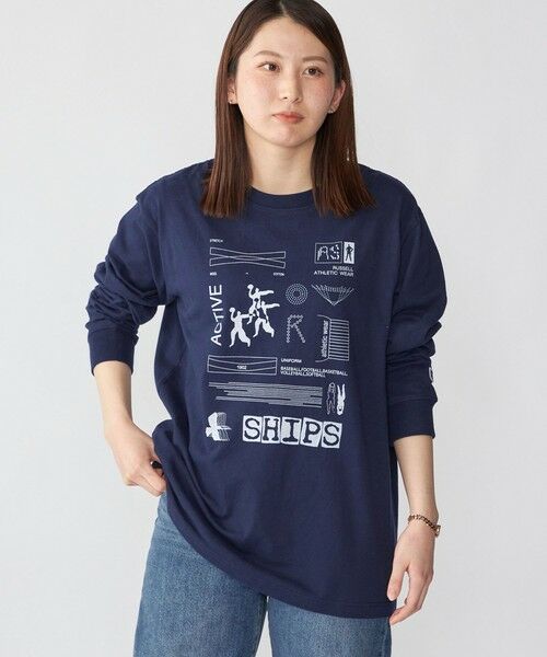 SHIPS / シップス Tシャツ | 【WEB限定/SHIPS/RUSSELL ATHLETIC別注】 CONVENIENCEYOUNG: LS TEE（ネイビー）