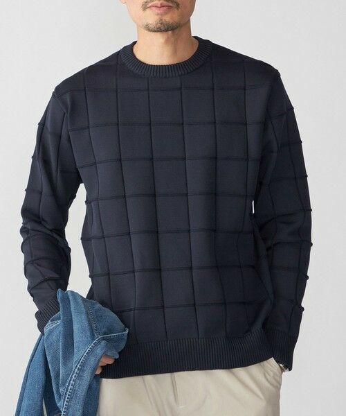 SHIPS / シップス ニット・セーター | SHIPS:〈手洗い可能〉アモッサ ブロックリンクス ロングスリーブ(ネイビー)