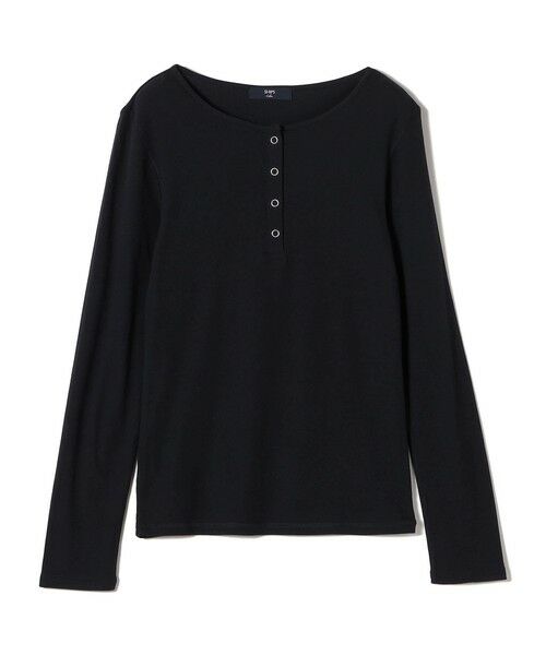 SHIPS / シップス Tシャツ | 《予約》SHIPS Colors:〈手洗い可能〉シアー ドライタッチ ヘンリーネック TEE◆（ネイビー）