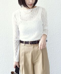 SHIPS / シップス Tシャツ | 《予約》SHIPS Colors:〈手洗い可能〉ストレッチ レース ボートネック トップス◆