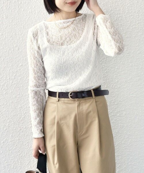 SHIPS / シップス Tシャツ | 《予約》SHIPS Colors:〈手洗い可能〉ストレッチ レース ボートネック トップス◆ | 詳細10