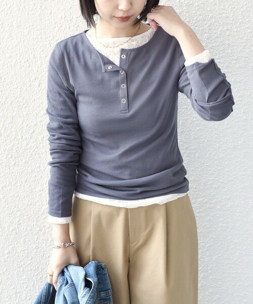 SHIPS / シップス Tシャツ | 《予約》SHIPS Colors:〈手洗い可能〉ストレッチ レース ボートネック トップス◆ | 詳細12