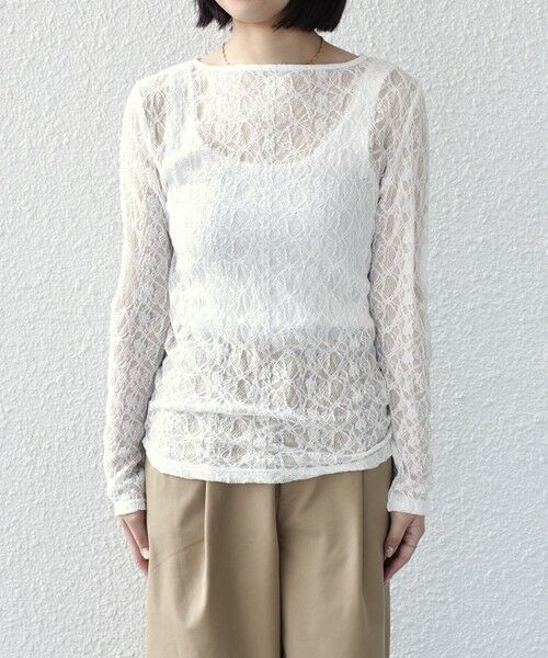 SHIPS / シップス Tシャツ | 《予約》SHIPS Colors:〈手洗い可能〉ストレッチ レース ボートネック トップス◆ | 詳細3