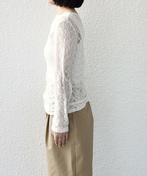 SHIPS / シップス Tシャツ | 《予約》SHIPS Colors:〈手洗い可能〉ストレッチ レース ボートネック トップス◆ | 詳細4