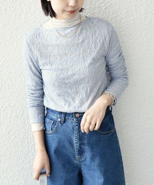 SHIPS / シップス Tシャツ | SHIPS Colors:〈手洗い可能〉ストレッチ レース ボートネック トップス◇ | 詳細22