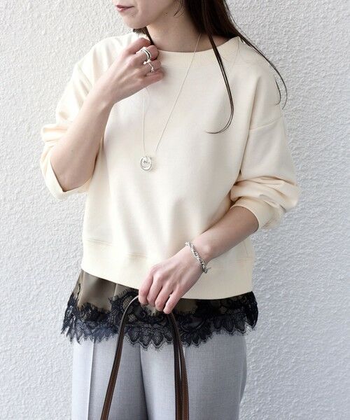 SHIPS / シップス スウェット | 《予約》SHIPS Colors:〈手洗い可能〉レース レイヤード 裏毛 トップス◆ | 詳細7