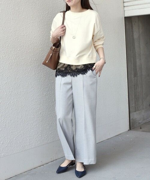 SHIPS / シップス スウェット | 《予約》SHIPS Colors:〈手洗い可能〉レース レイヤード 裏毛 トップス◆ | 詳細8