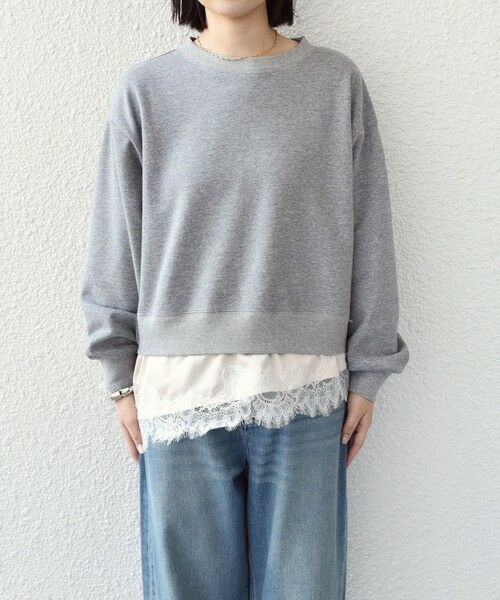 SHIPS / シップス スウェット | 《予約》SHIPS Colors:〈手洗い可能〉レース レイヤード 裏毛 トップス◆ | 詳細16
